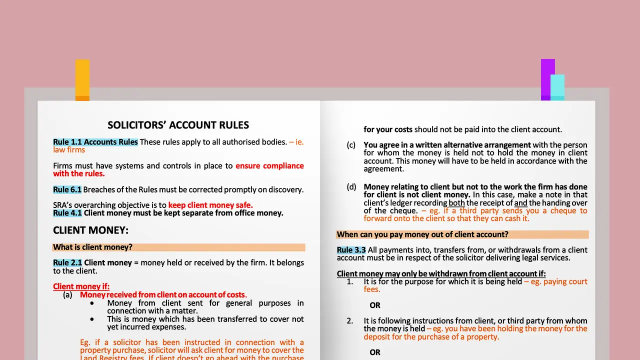 SQE 1 exam Solicitors' Accounts SQE notes and practice questions