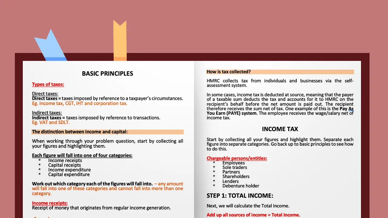 SQE 1 exam Tax SQE notes and practice questions