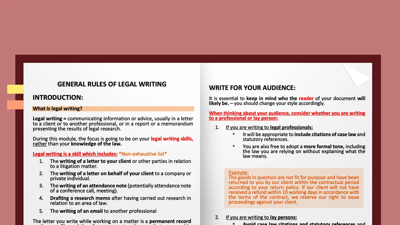 SQE2 notes Legal Writing